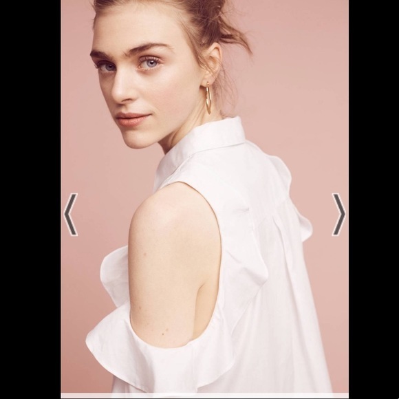 Anthropologie Maeve Ruffled open shoulder blouse - Picture 2 of 4